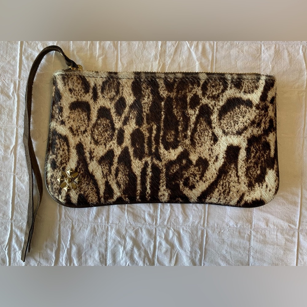 Calleen Cordero Pony Hair Leopard Print Clutch 8.5”x5”